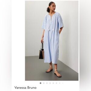 RTR Vanessa Bruno Size Large Blue and White Striped Dress